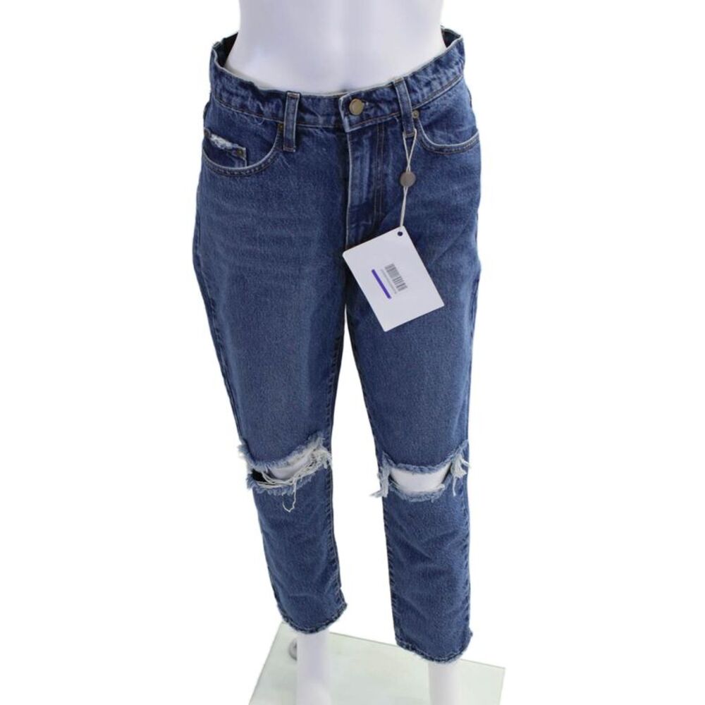 Nobody Denim Womens Cotton Medium Wash Distressed Slim Fit Jeans Blue Size 27